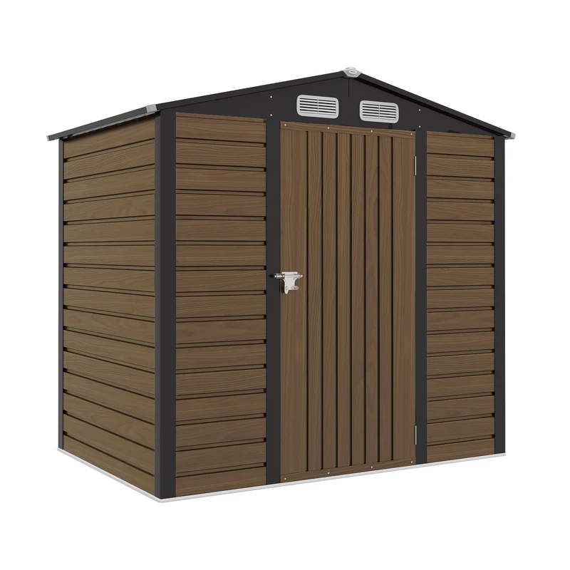 Outsunny Cobertizo De Jardín 190x131x188 Cm Con 2 Ventilaciones Y Puerta Roble
