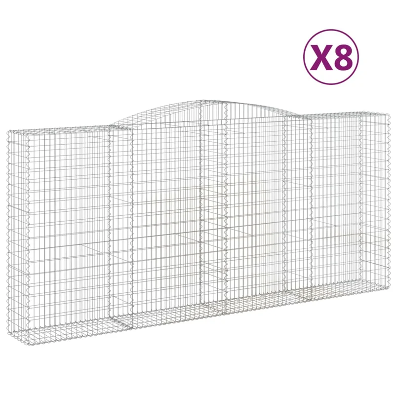 Cestas De Gaviones 8 Uds Forma De Arco Hierro 400x50x180/200 Cm