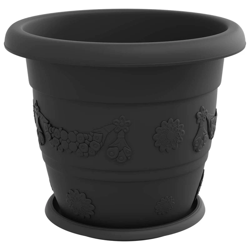 Macetas 24 Uds. Negro Ø 34 X 28 Cm Plástico