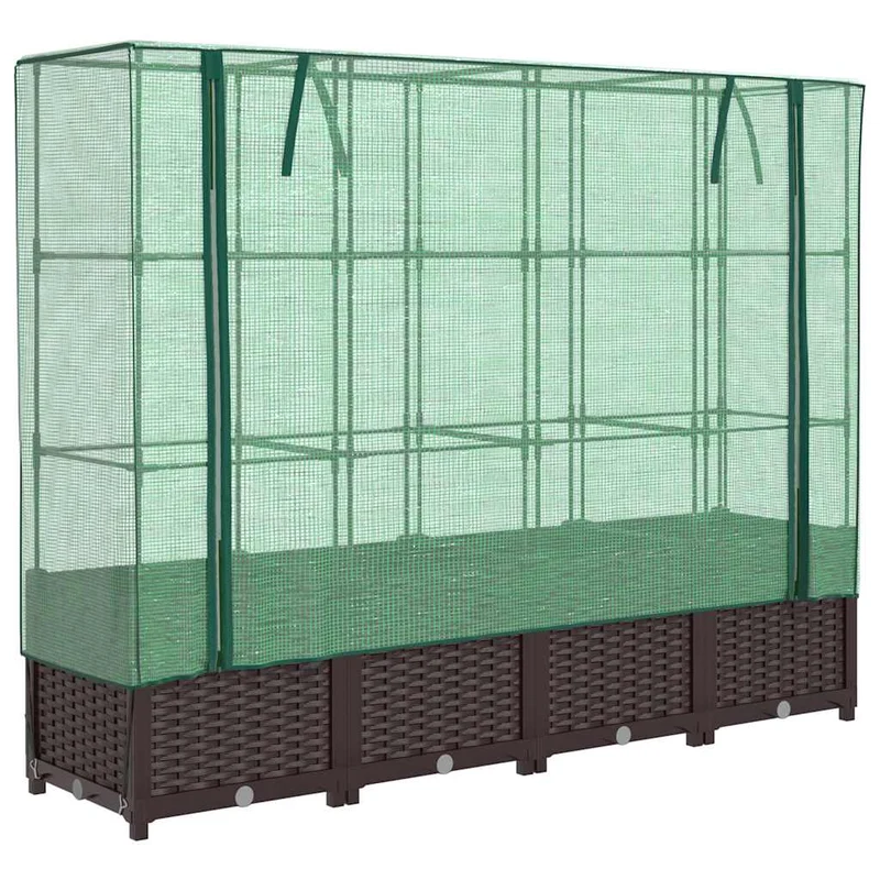 Arriate Con Cubierta Invernadero Aspecto Ratán 160x40x138 Cm