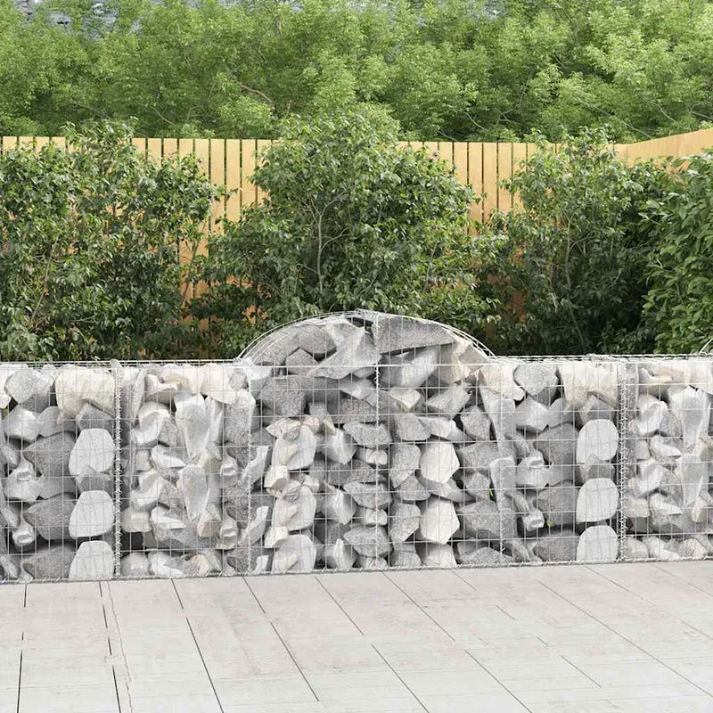 Cestas De Gaviones 20 Uds Forma De Arco Hierro 200x50x80/100 Cm