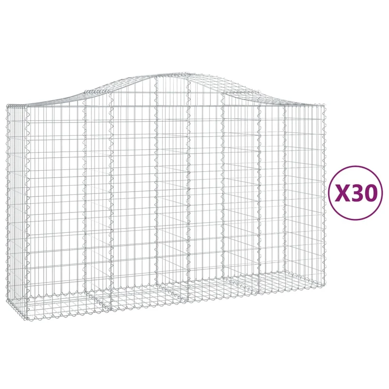 Cestas Gaviones 30 Uds Forma De Arco Hierro 200x50x120/140 Cm