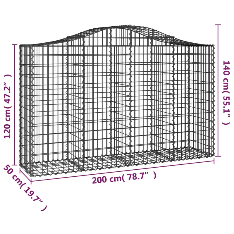Cestas Gaviones 30 Uds Forma De Arco Hierro 200x50x120/140 Cm