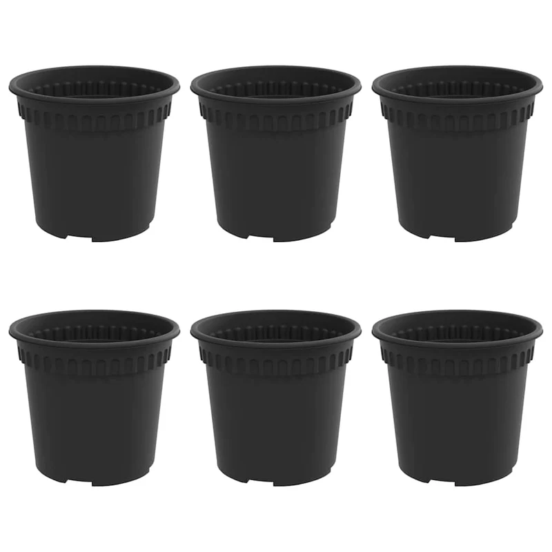 Maceta Redonda Para Flores 6 Uds. Negro Ø 15 X 12 Cm Plástico