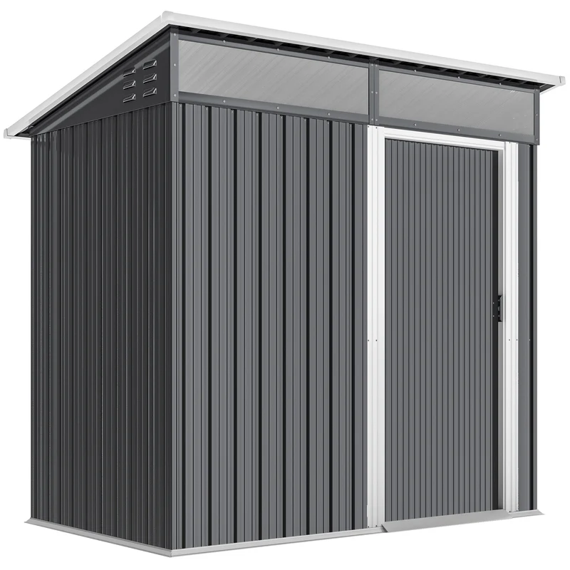 Outsunny Caseta De Jardín Exterior 1,9m² 195x122x182 Cm Con Base Refuerzo Gris