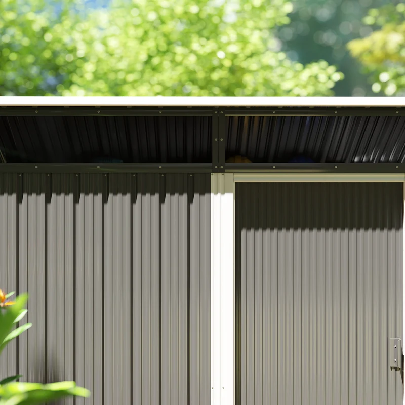 Outsunny Caseta De Jardín Exterior 1,9m² 195x122x182 Cm Con Base Refuerzo Gris