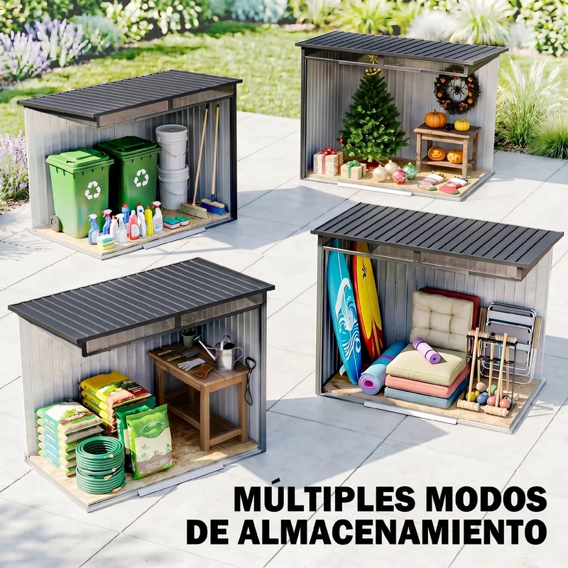 Outsunny Caseta De Jardín 2 M² 195x122x181,5 Cm Con Puerta Corredera Gris