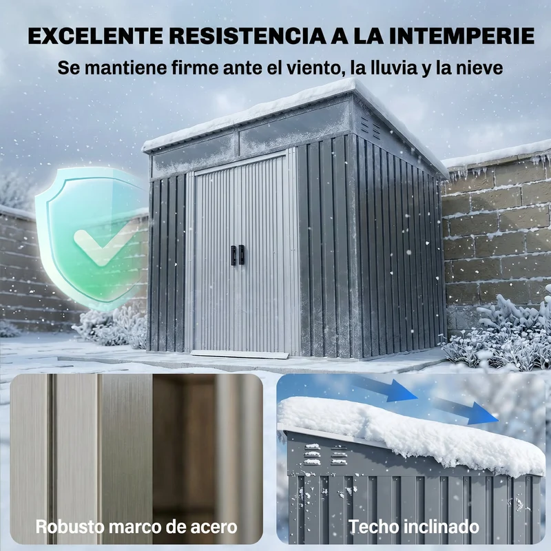Outsunny Caseta De Jardín 2 M² 195x122x181,5 Cm Con Puerta Corredera Gris