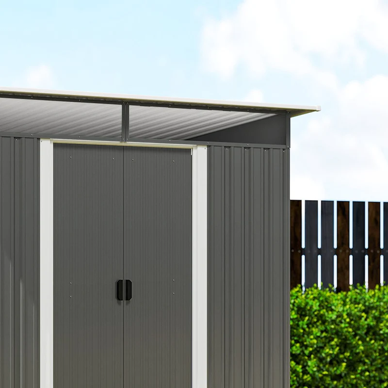 Outsunny Cobertizo De Jardín Exterior 4,5 M² 260x194x200 Cm Con 2 Puertas