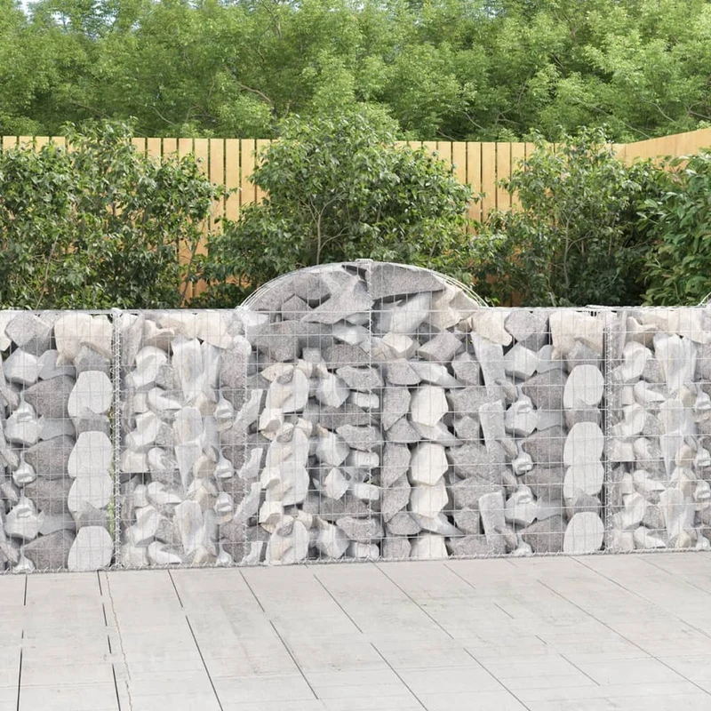 Cestas Gaviones 14 Uds Forma De Arco Hierro 200x30x100/120 Cm