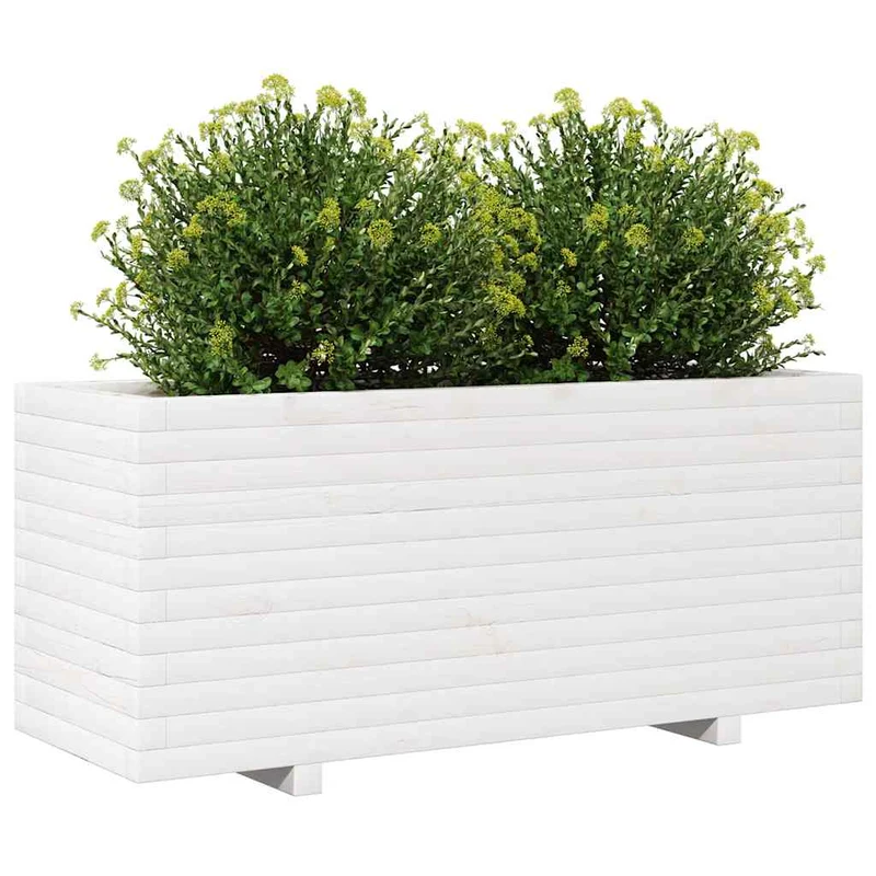 Jardinera Madera Maciza De Pino Blanco 110x40x49,5 Cm