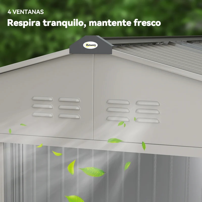 Outsunny Caseta De Jardín Exterior 4,9 M² 277x195x192 Cm Con Puerta Corredera