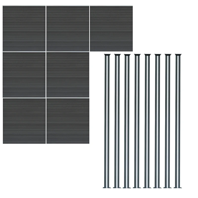 Vallas Para Exteriores De Wpc Y Aluminio - 7x Paneles + 8x Postes | Gris