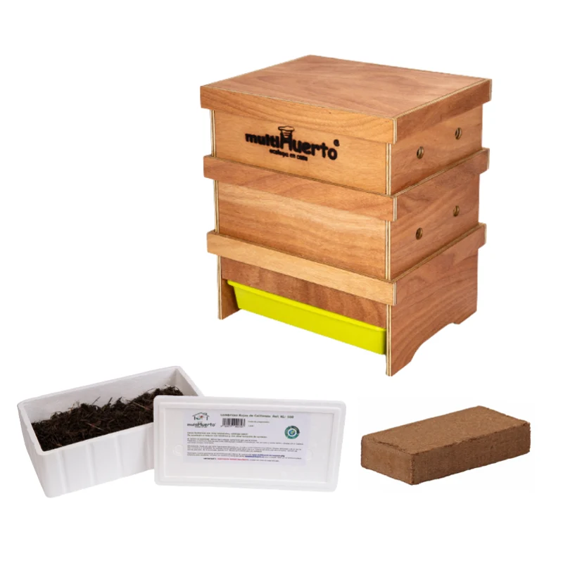 Pack Vermicompostador Lombrihogar2 + 1000 Lombrices + Fibra De Coco