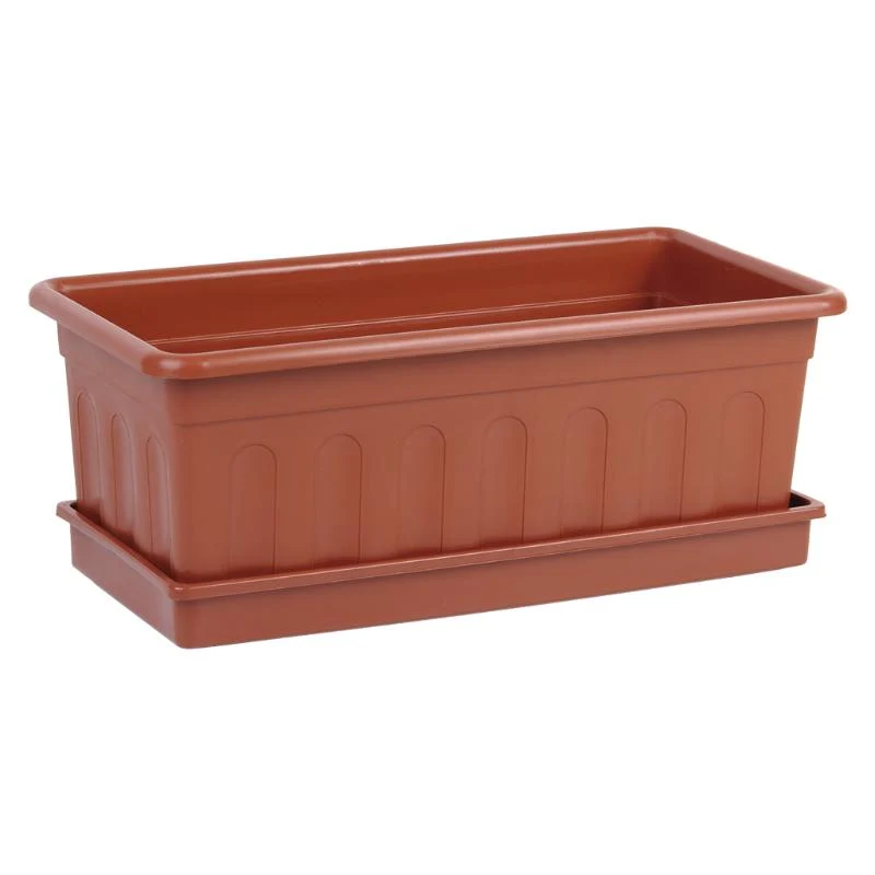 Jardinera Marron Modelo Azahar 50 X 21.5 X 16 + Plato 48 X 19.5 Cm Caja 12 Unid.