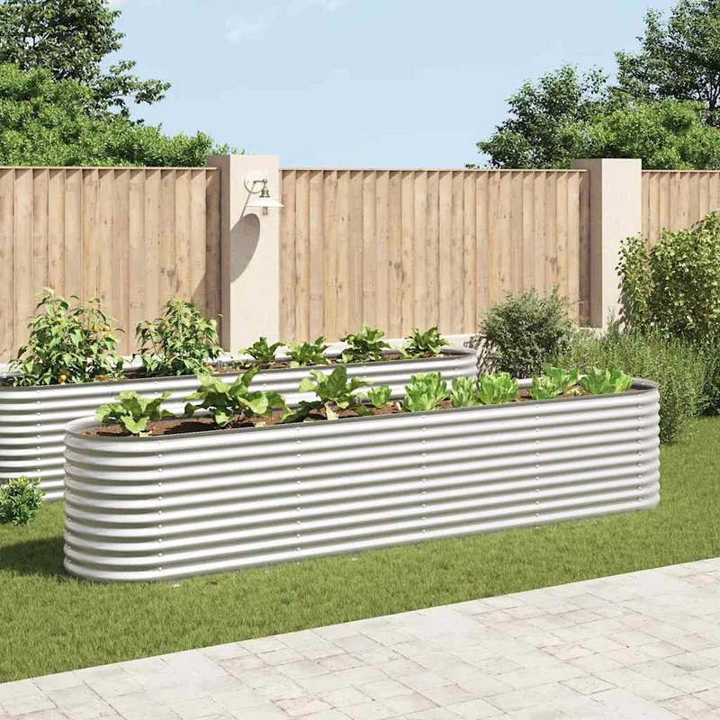 Arriate De Acero Galvanizado Plateado 400x80x81 Cm