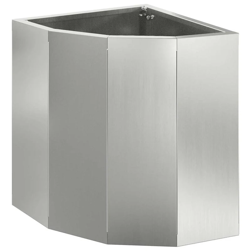 Macetero De Esquina Plateado 30 X 30 X 35 Cm Acero Galvanizado