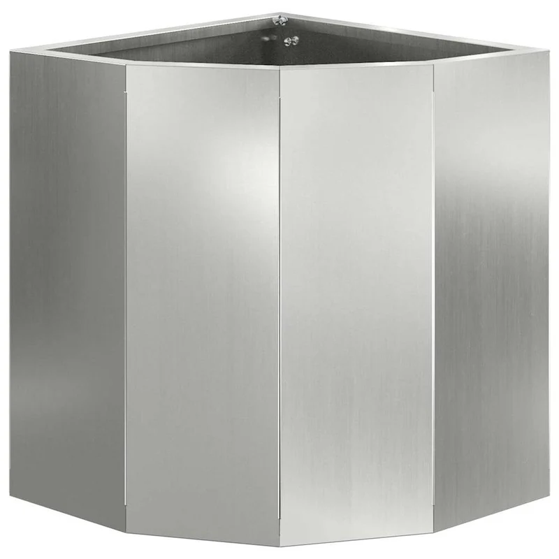 Macetero De Esquina Plateado 30 X 30 X 35 Cm Acero Galvanizado
