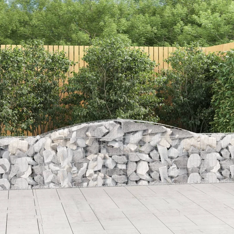 Cestas De Gaviones 10 Uds Forma De Arco Hierro 400x30x60/80 Cm