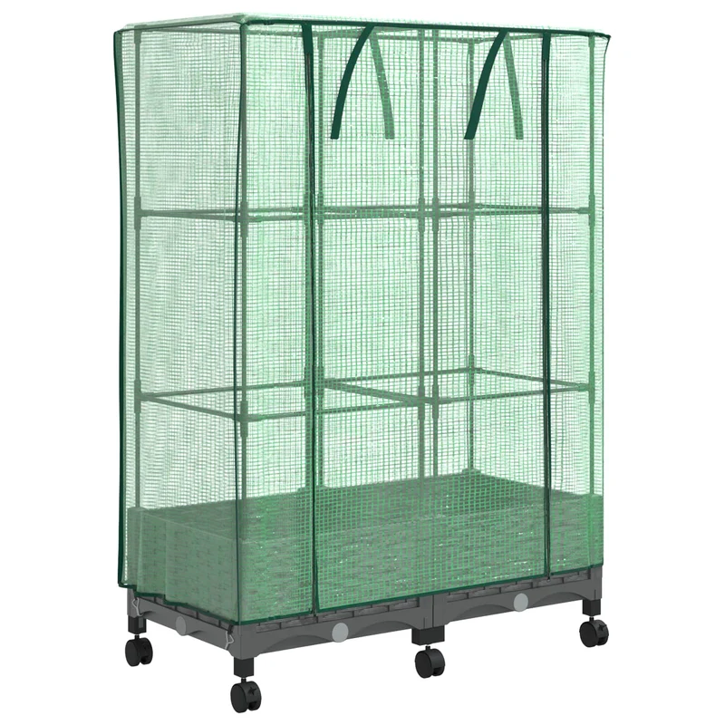 Maceta De Jardín Con Cubierta De Invernadero Y Ruedas 2 Uds. Pp