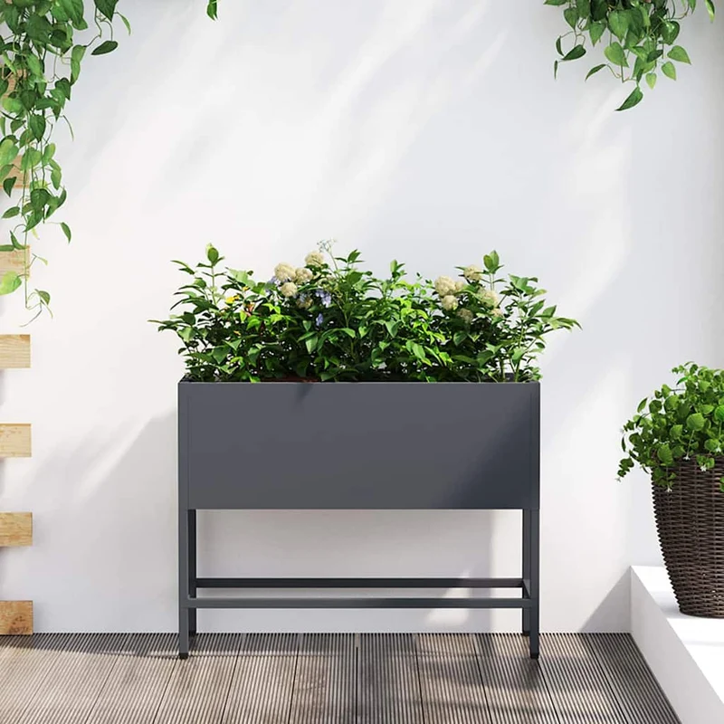 Jardinera Elevada Antracita 60 X 26 X 45 Cm Acero