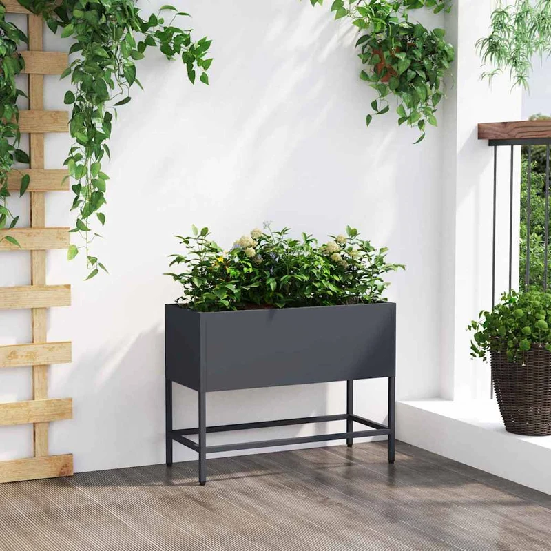 Jardinera Elevada Antracita 60 X 26 X 45 Cm Acero