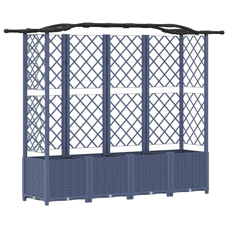 Cama Elevada Con Trellis Y Techo Gris 204 X 40 X 138 Cm Pp