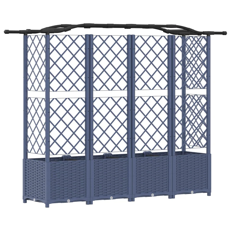 Cama Elevada Con Trellis Y Techo Gris 204 X 40 X 138 Cm Pp
