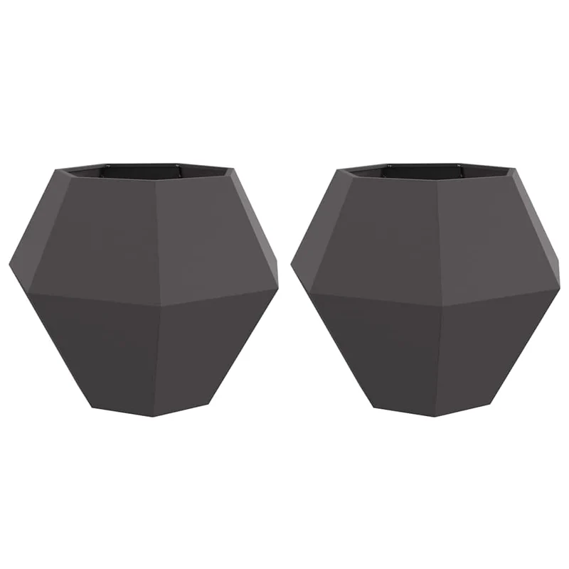 Jardinera 2 Uds. Negro 100 X 100 X 80 Cm Acero