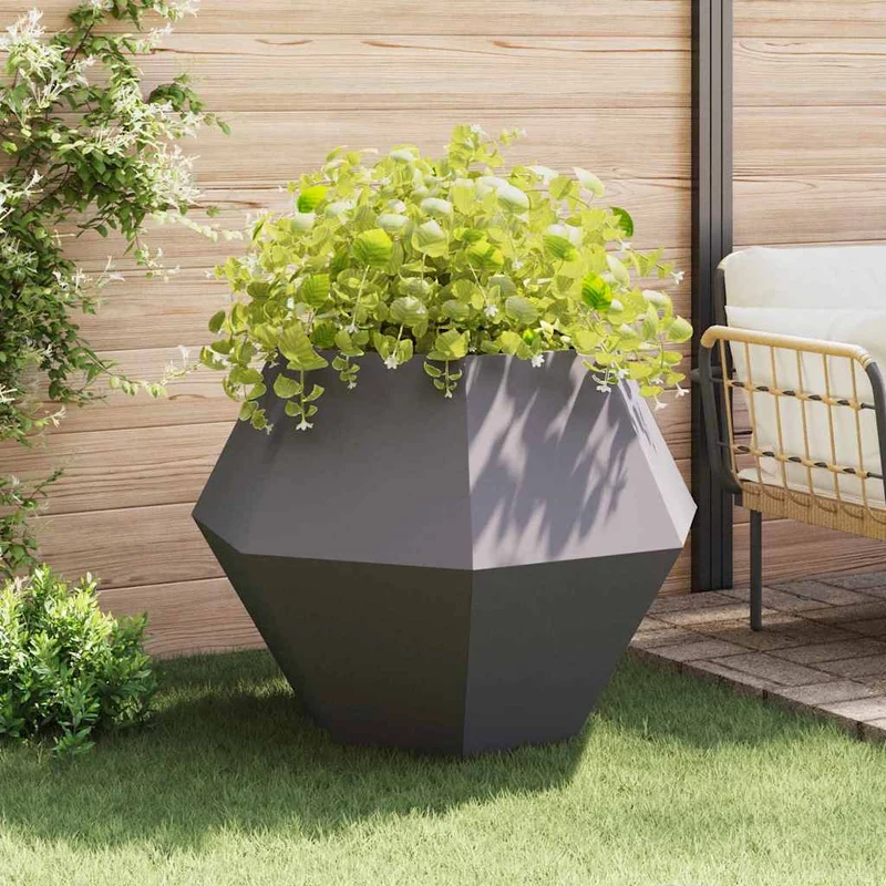Jardinera 2 Uds. Negro 100 X 100 X 80 Cm Acero