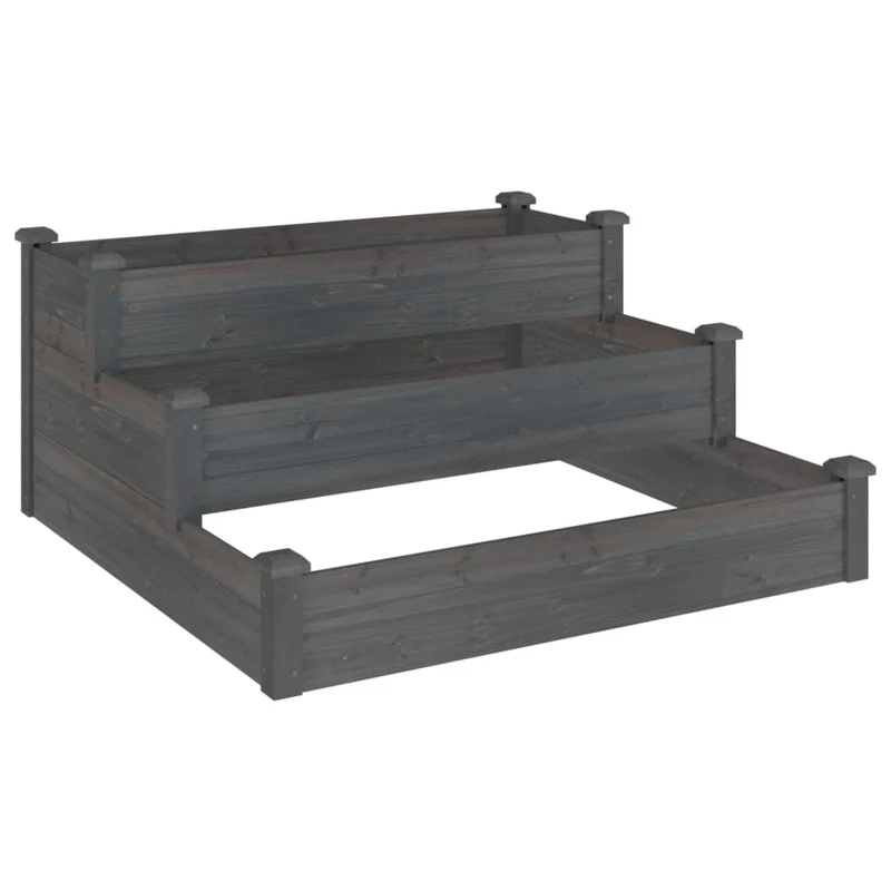 Jardinera Arriate Madera Maciza De Abeto Gris 120x120x56 Cm