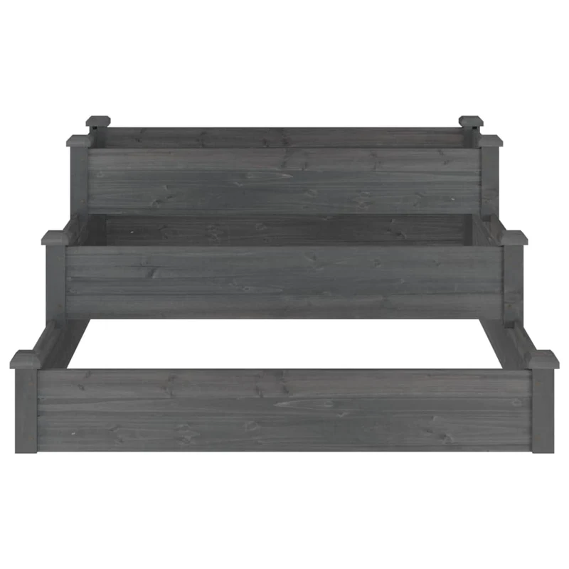 Jardinera Arriate Madera Maciza De Abeto Gris 120x120x56 Cm