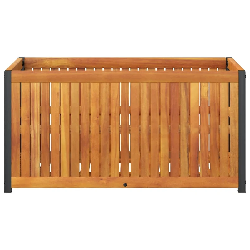 Jardinera De Madera Maciza De Acacia Y Acero 85x45x44 Cm