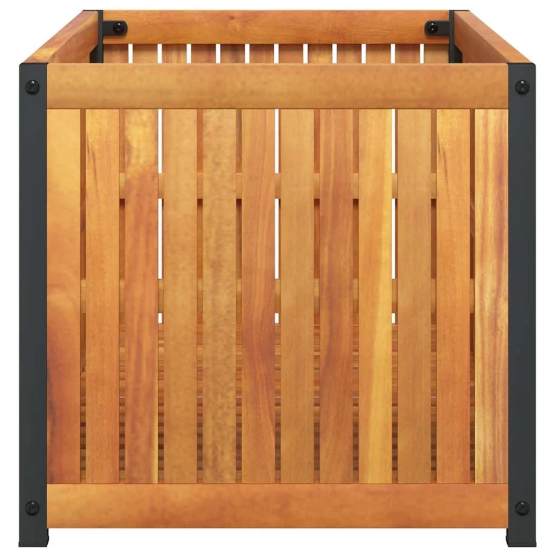 Jardinera De Madera Maciza De Acacia Y Acero 85x45x44 Cm