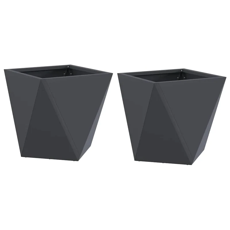 Jardinera 2 Uds. Antracita 30 X 30 X 30 Cm Acero