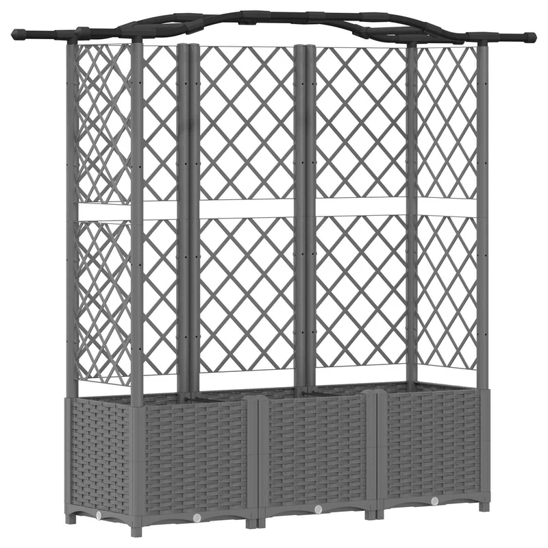 Cama Elevada Con Trellis Y Techo Gris Claro 163 X 40 X 138 Cm