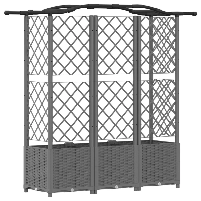 Cama Elevada Con Trellis Y Techo Gris Claro 163 X 40 X 138 Cm