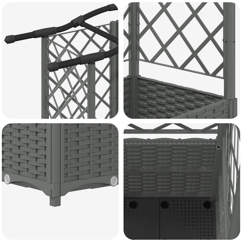 Cama Elevada Con Trellis Y Techo Gris Claro 163 X 40 X 138 Cm