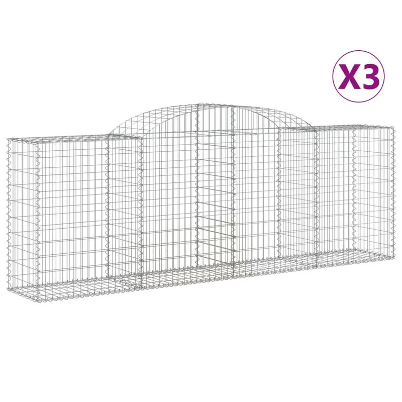 Cestas De Gaviones 3 Uds Forma De Arco Hierro 300x50x100/120 Cm