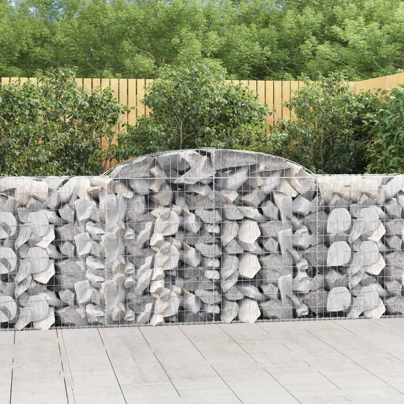 Cestas De Gaviones 3 Uds Forma De Arco Hierro 300x50x100/120 Cm