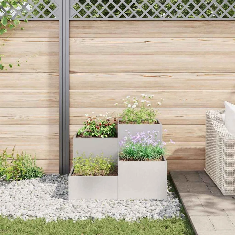 Maceta Para Jardín Plateado 80 X 80 X 60 Cm Acero Inoxidable
