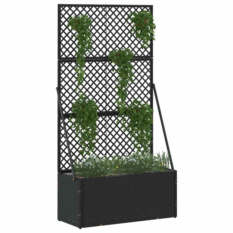 Jardín Enrejado Macetero Negro 70 X 30 X 135 Cm Metal
