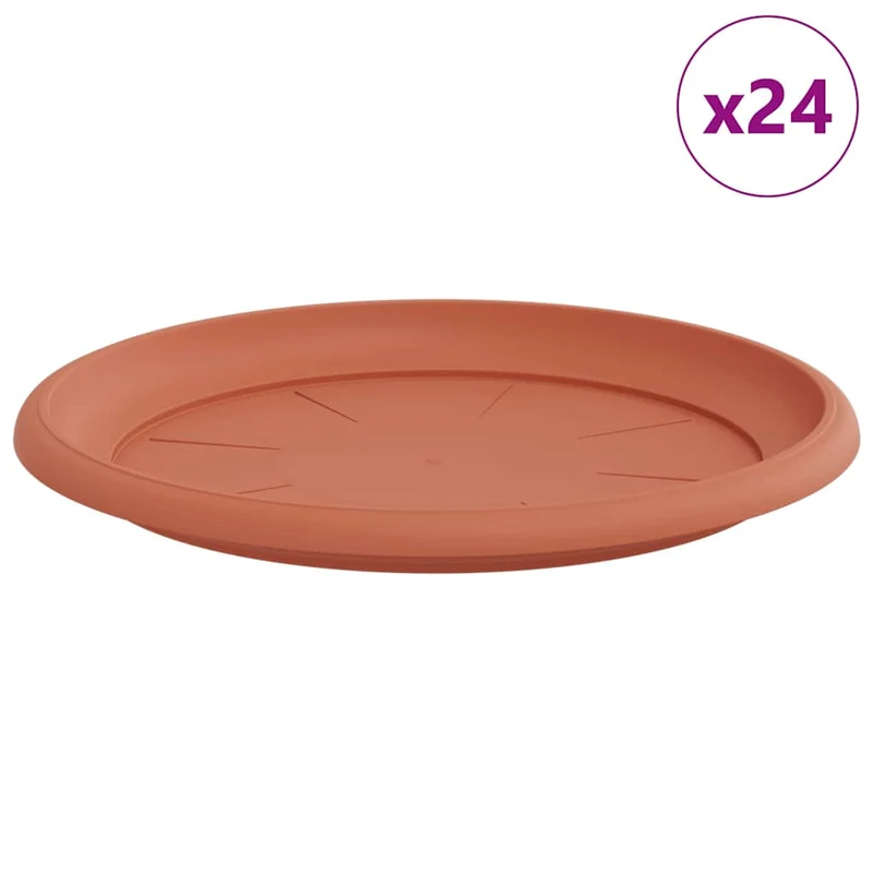 Bandeja Redonda Para Flores 24 Uds. Rojo Ladrillo Ø 27 X 2,5 Cm