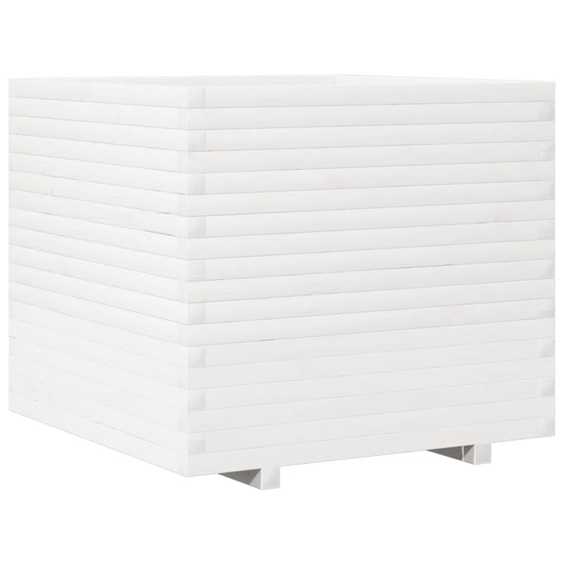 Jardinera De Madera Maciza De Pino Blanca 80x80x72 Cm