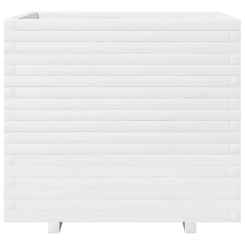Jardinera De Madera Maciza De Pino Blanca 80x80x72 Cm