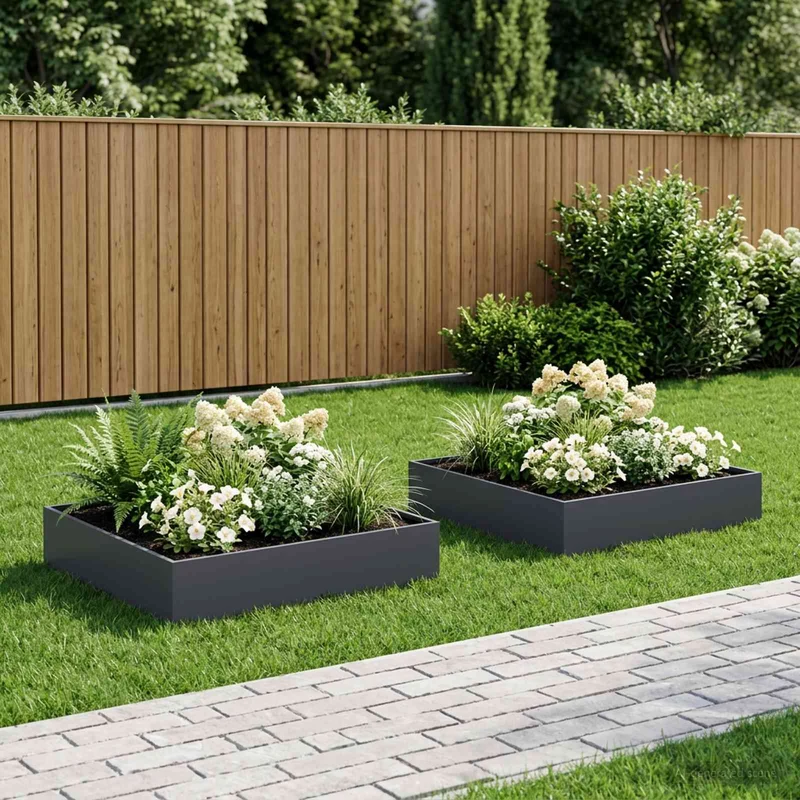Macetero De Jardín 2 Uds. Gris Antracita 80 X 80 X 20 Cm