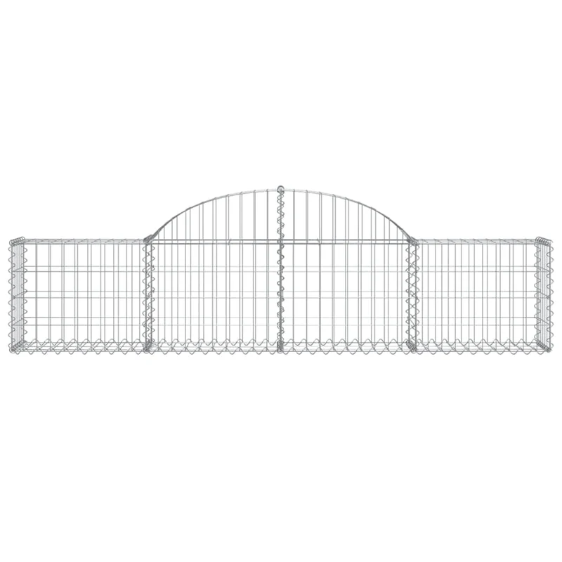Cestas De Gaviones 14 Uds Forma De Arco Hierro 200x30x40/60 Cm