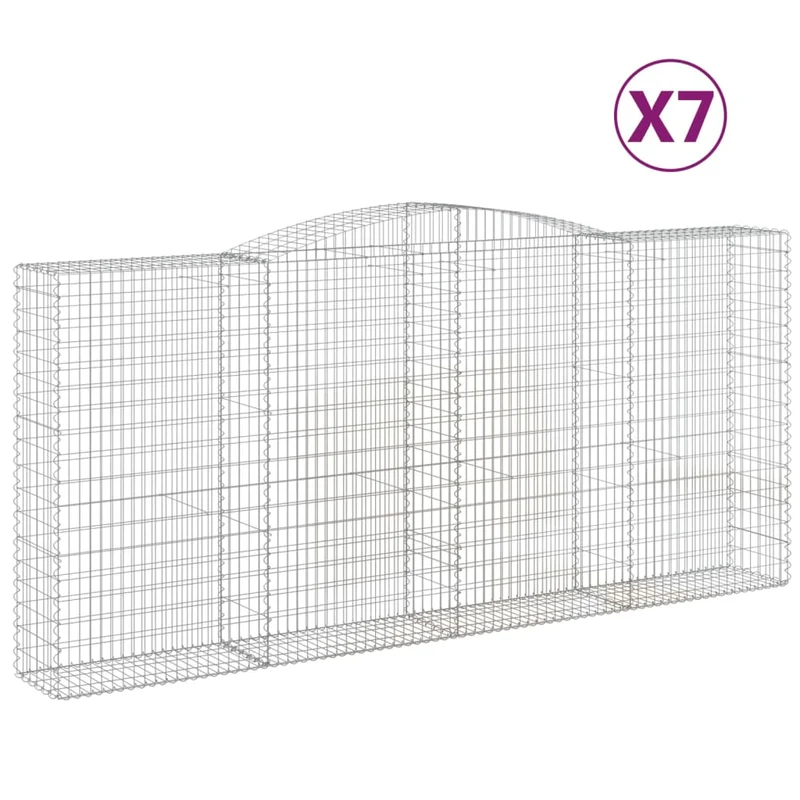 Cestas De Gaviones 7 Uds Forma De Arco Hierro 400x50x180/200 Cm
