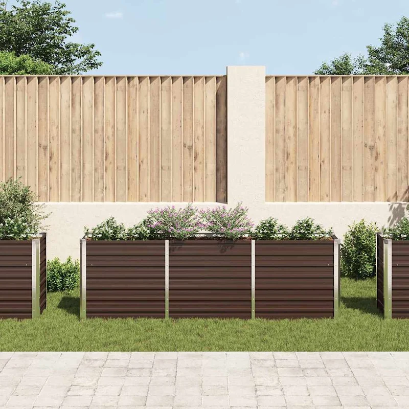 Arriate De Jardín De Acero Galvanizado Marrón 240x40x77 Cm