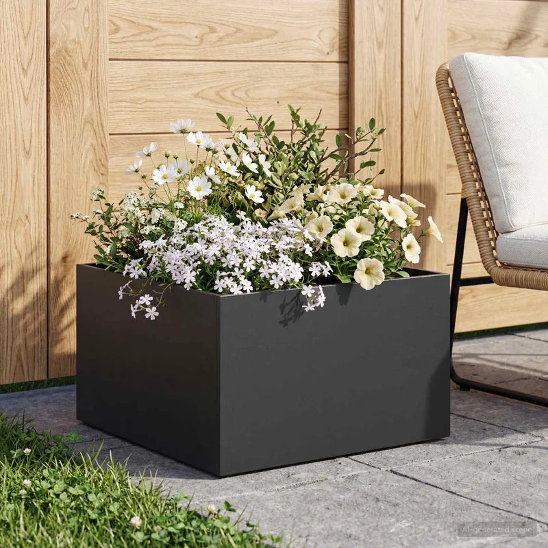Macetero De Jardín Negro 60 X 60 X 30 Cm Acero Laminado En Frío